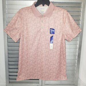 Apt 9 Mens M Short Sleeve Hawaiian Premiere Flex Polo Shirt Mauve Beige Pink
